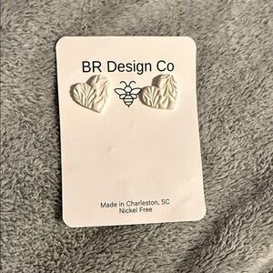 Handmade BR Design Co White Heart Earrings
